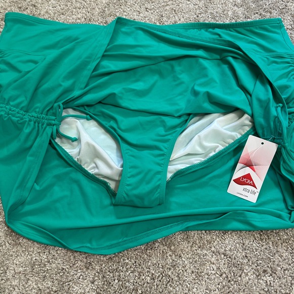 NEW Lands' End Swim Skort Skirt Ruched Swimsuit Bottom Plus Size 24W Green - Picture 2 of 5